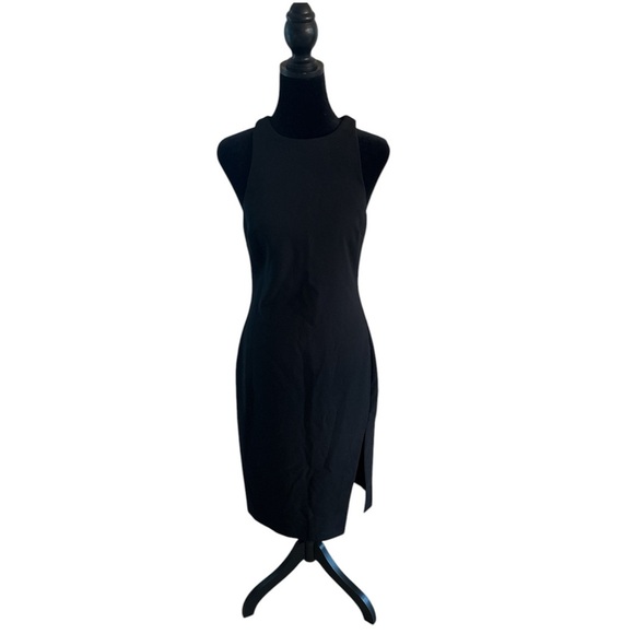 Likely High Neck Front Slit Form Fitting Black Dress 0102 - Picture 2 of 10